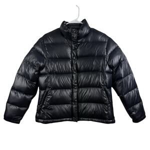 Lands End Black Puffer Jacket Down Filled Womens Large 14/16 Petite Outdoor